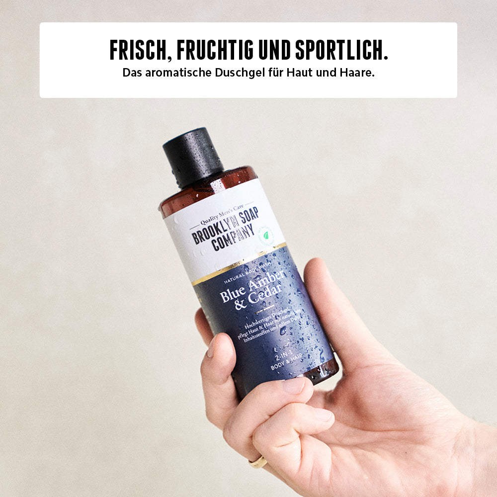 Das Blue Amber & Cedar Body Wash von der Brooklyn Soap Company spendet Feuchtigkeit, schützt die Haut vor dem Austrocknen und pflegt mit hochwertigen Duftölen. Für einen langanhaltenden, intensiven Duft und gesunde Haut.