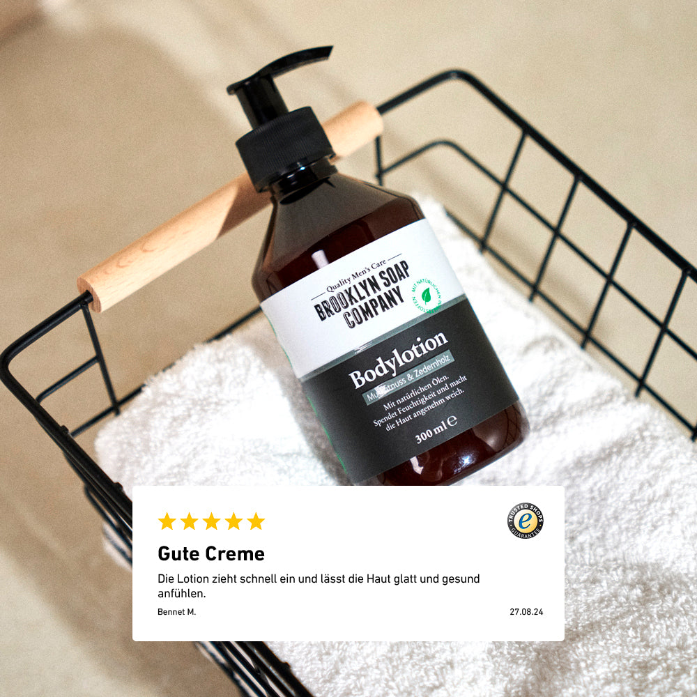 Brooklyn Soap Company hochwertige Bodylotion mit natürlichen Ölen mit positiven Kundenbewertungen.