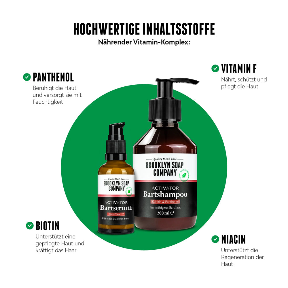 Dank dem nährenden Vitamin-Komplex aus Panthenol, Vitamin F, Biotin und Niacin wirkt das Activator Beard Bundle aktiv und sorgt für einen gesunden, dichten Bart. //*