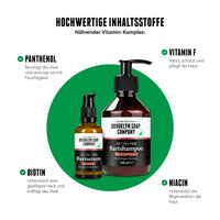 Dank dem nährenden Vitamin-Komplex aus Panthenol, Vitamin F, Biotin und Niacin wirkt das Activator Beard Bundle aktiv und sorgt für einen gesunden, dichten Bart. 