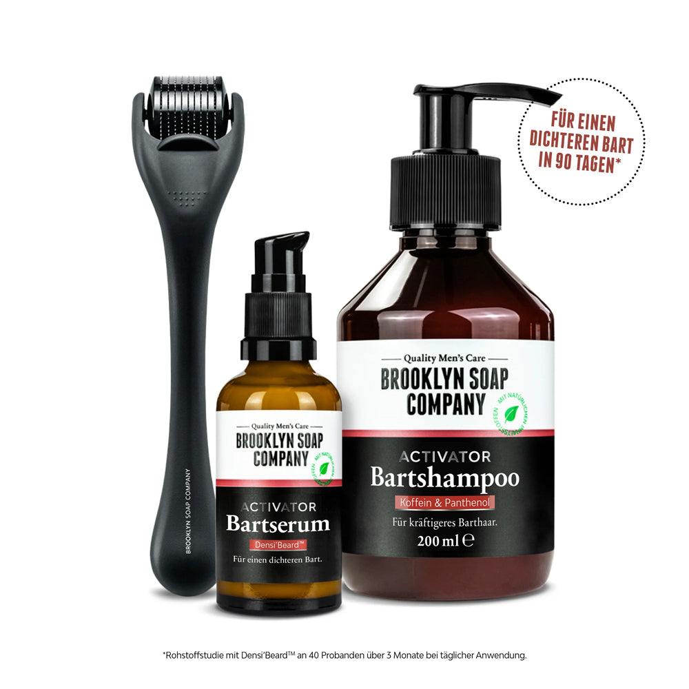 Ohne Geschenkbox: Das Activator Beard Bundle für besserer Bartwachstum mit Shampoo, Serum und Bartroller. //*