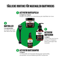 Das Activator Beard Bundle Pro ist die perfekte tägliche Routine für maximalen Bartwuchs in 4 einfachen Schritten.