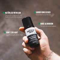 Der Brooklyn Soap Deo Roll-On von der Brooklyn Soap Company ist aluminiumfrei, sanft zur Hand, natürlich wirksam und hinterlässt keine Flecken. Es ist selbst für Männer mit empfindlicher Haut geeignet. [DE][AT]