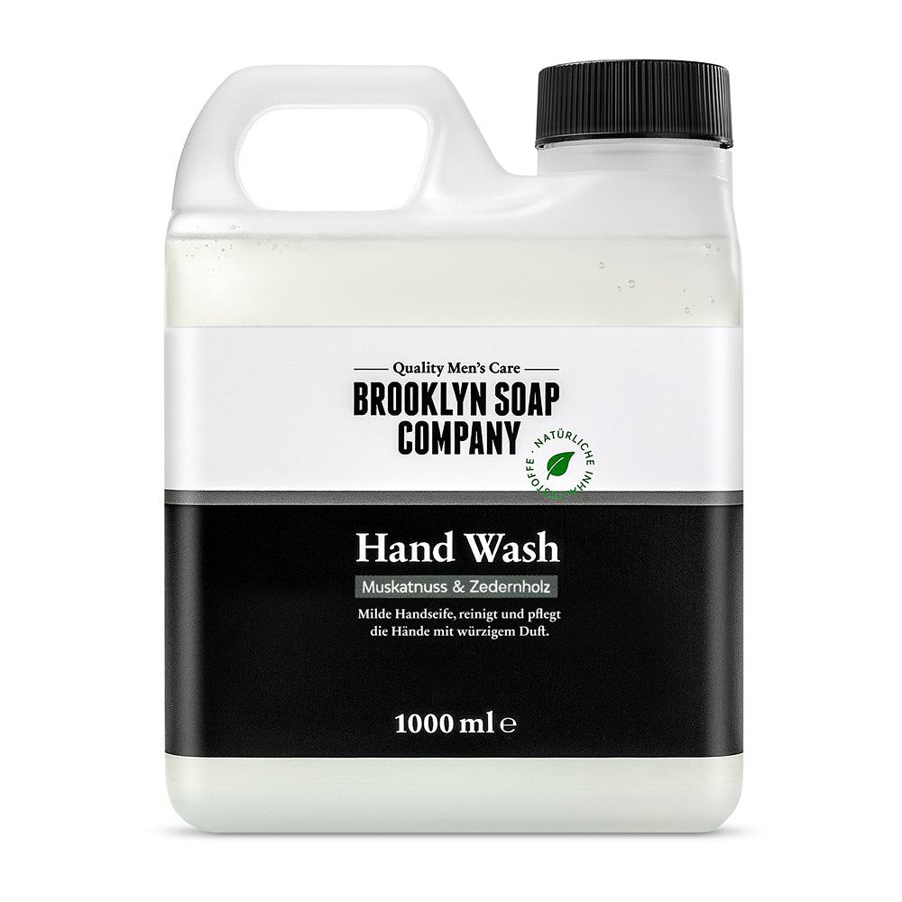 Der Hand Wash Refill von der Brooklyn Soap Company enthält 1000ml Handseife zum Nachfüllen - für saubere, gepflegte Männerhände. 